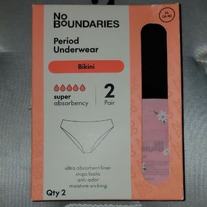 No Boundaries Black and Pink Period Bikini Panties